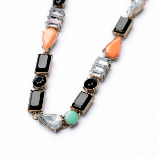 Color Stone Bib Necklace