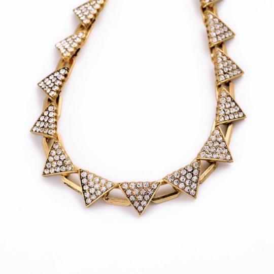 Triangle Pave Gold Necklace 2