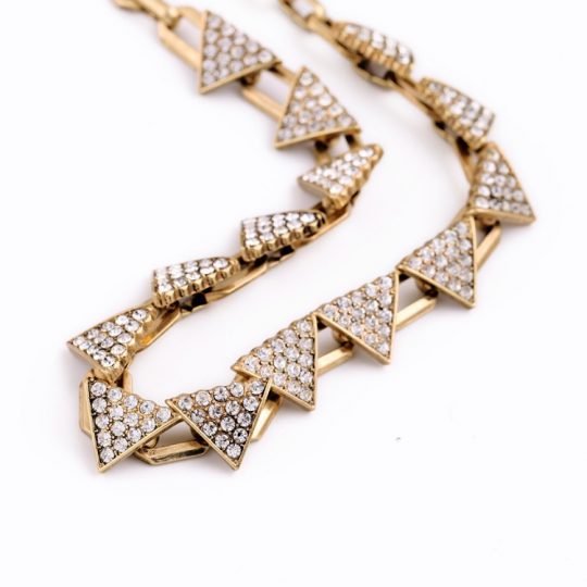 Triangle Pave Gold Necklace