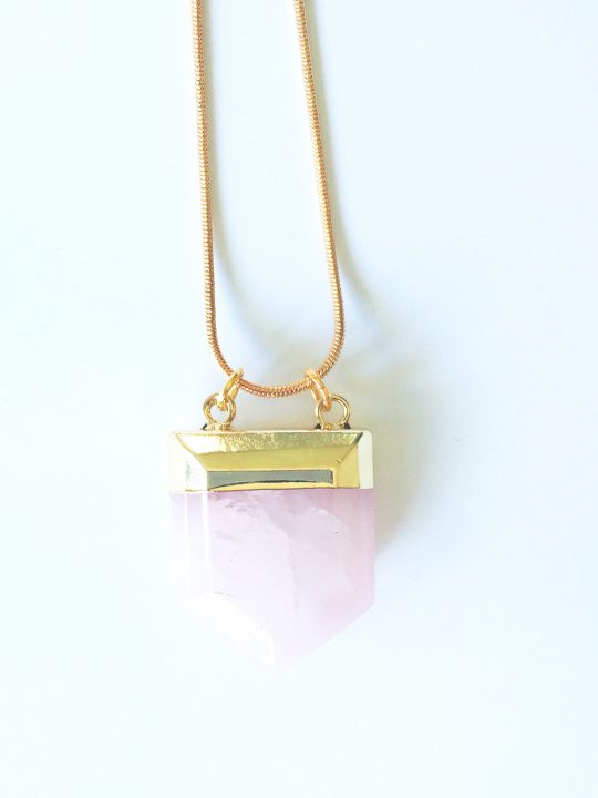 Pink Rose Quartz Pendant Necklace