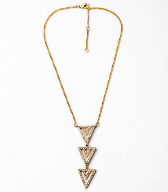 Trifecta Rose Gold Pave Stone Pendant Necklace