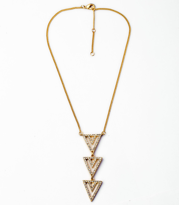 Pave triangle necklace geometric necklace Triple triangle necklace Chevron necklace pave necklace triangle jewelry