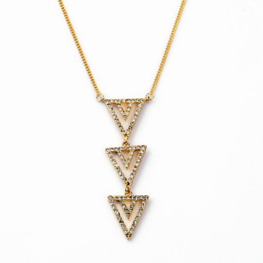 Trifecta Rose Gold Pave Stone Pendant Necklace 1