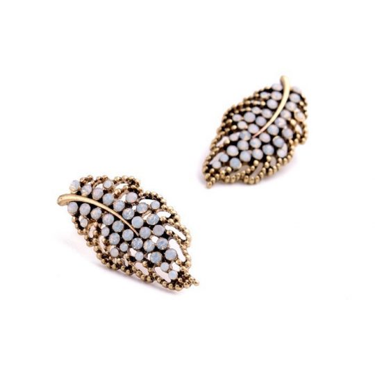 Hollow Leaf Stone Earrings 4