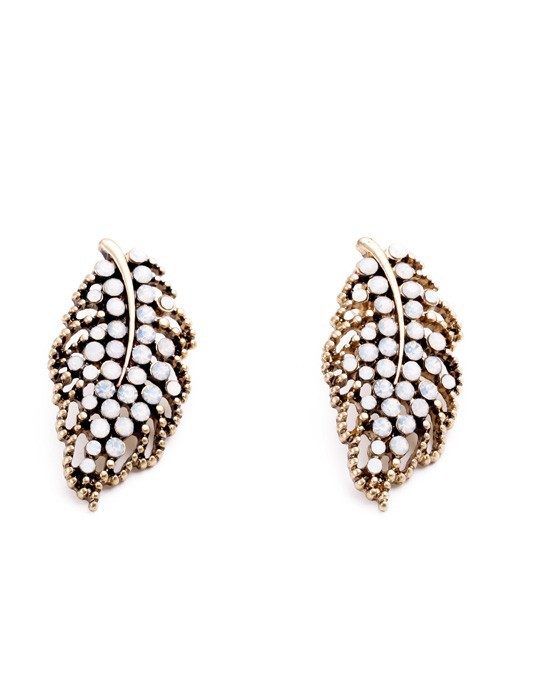 stone leaf earrings