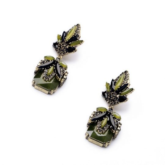 Olive Green Stone Earrings 2