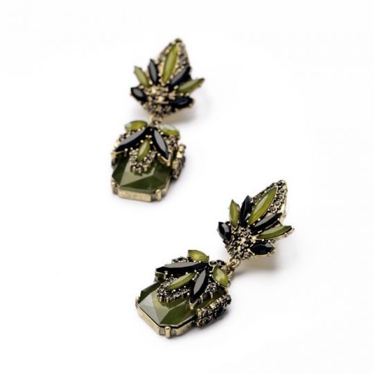 Olive Green Stone Earrings 4