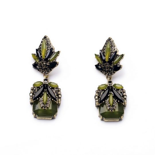 Olive Green Stone Earrings
