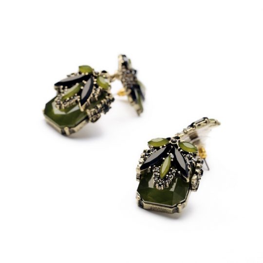 Olive Green Stone Earrings 6
