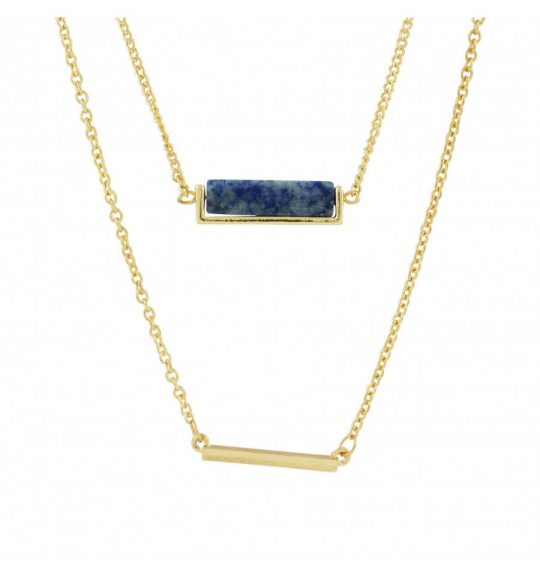 Sequence Blue Lapis stone-and-bar-layered-necklace