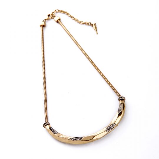 Gold Stone Pave Bar Necklace