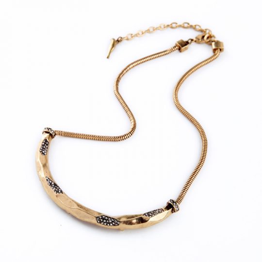 Pave Bar Necklace Gold