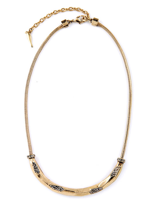 gold pave bar necklace