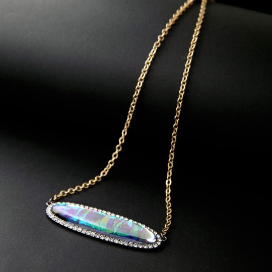 iridescent pave pendant necklace 4