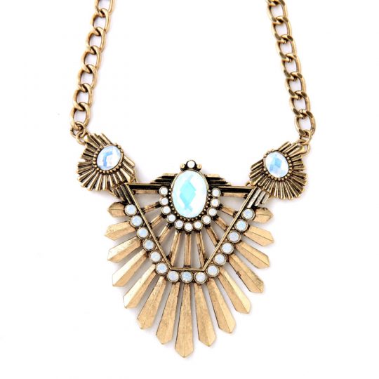 Gold Feather Iridescent Necklace 3