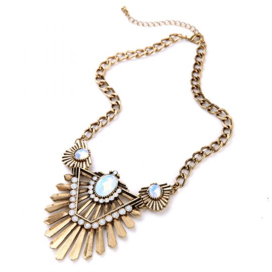 Gold Feather Iridescent Necklace 4