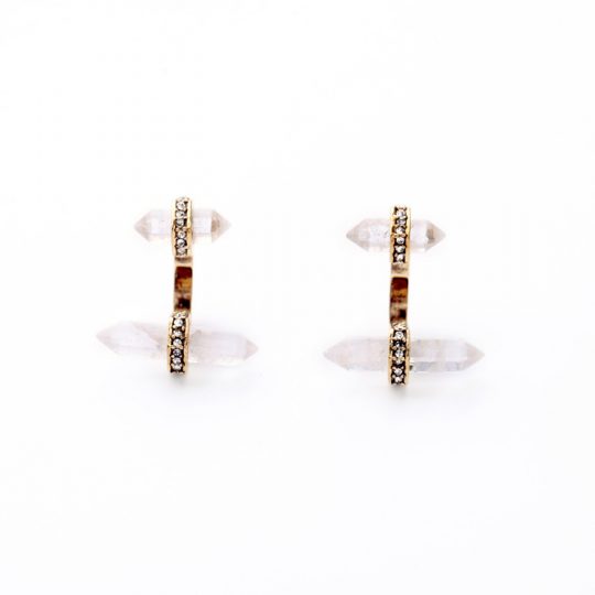 Clear Natural Stone Pave Drop Earrings 2