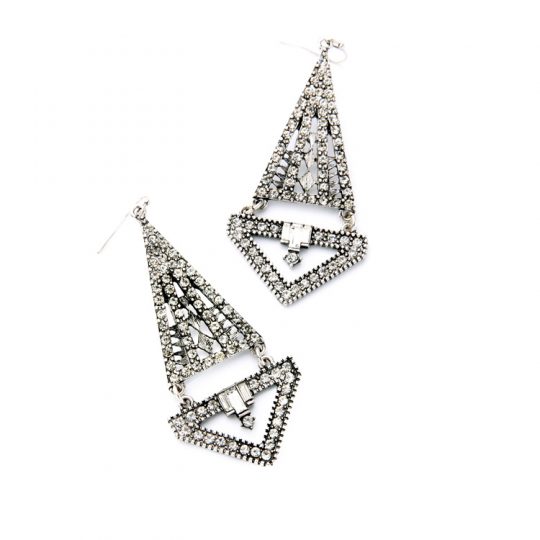 Crystal Triangle Chandelier Earrings 2