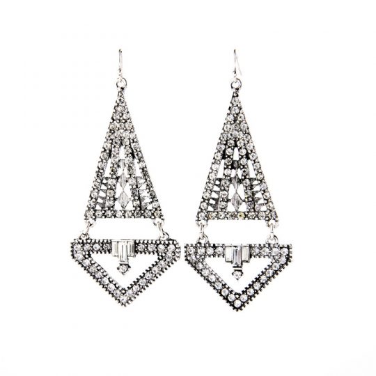 Crystal Triangle Chandelier Earrings
