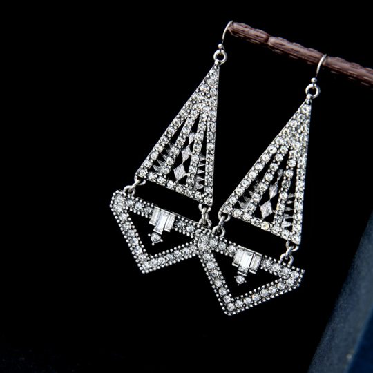 Crystal Triangle Chandelier Earrings 6