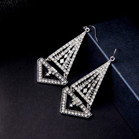 Crystal Triangle Chandelier Earrings 7