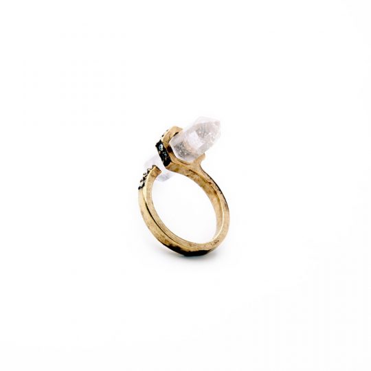 clear druzy stone pave ring