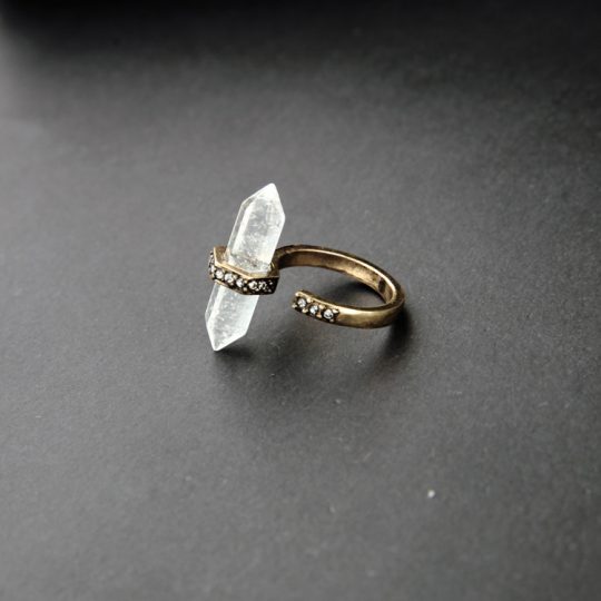 clear natural stone pave ring