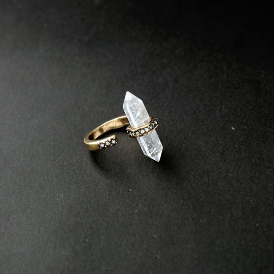druzy natural stone pave ring