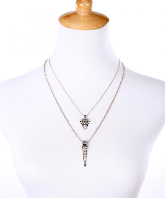 empire 2 layer silver necklace