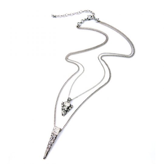 empire double chain crystal necklace