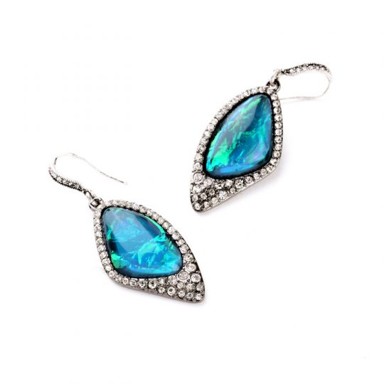 resort blue iridescent statement earrings