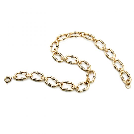 Bevel Stone Chain Link Collar Necklace 7
