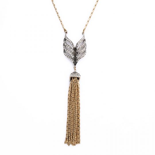 Collection Crystal Pendant Tassel Necklace