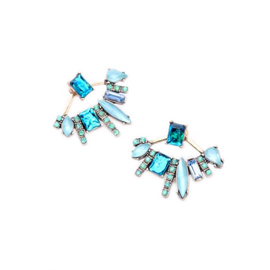 Ocean Blue Crystal Jacket Earrings 4