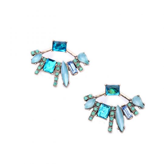 Ocean Blue Crystal Jacket Earrings 5