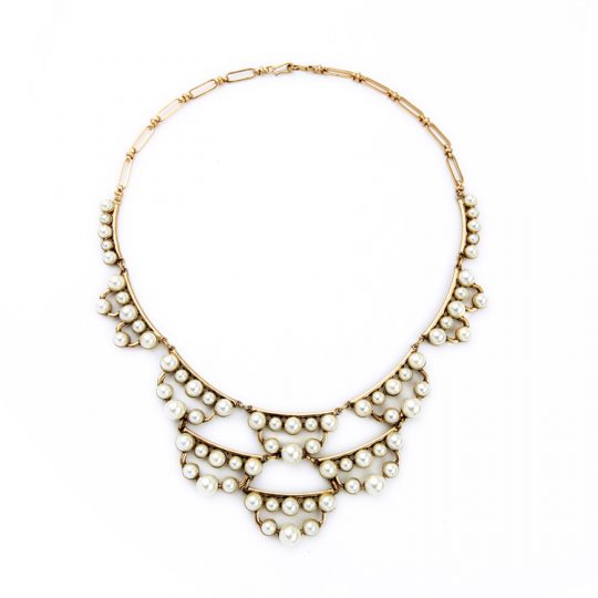 pearl cluster statement necklace