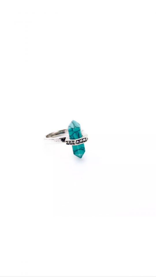 turquoise natural stone ring set 1
