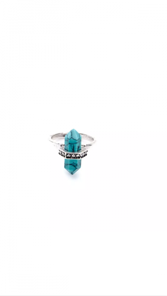 turquoise natural stone ring set 2