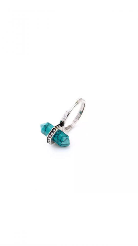 turquoise natural stone ring set 4