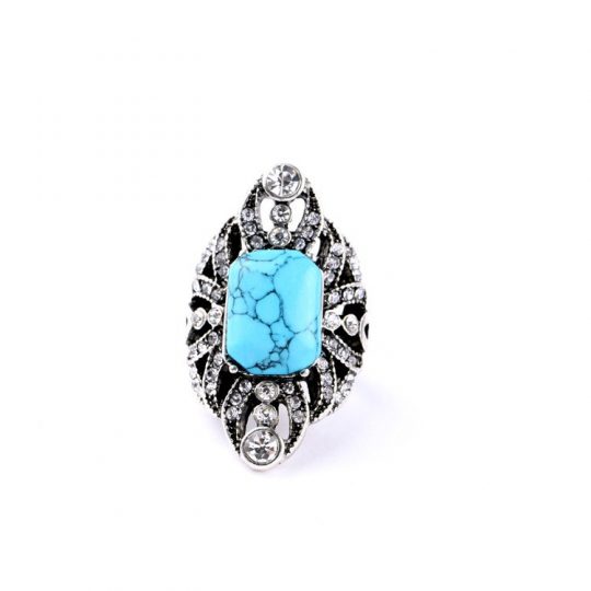 turquoise pave stone ring 1