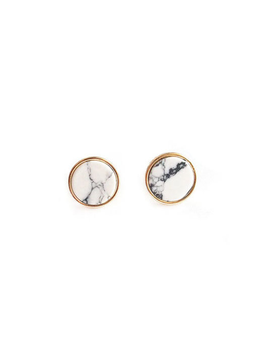 white marble circle earrings