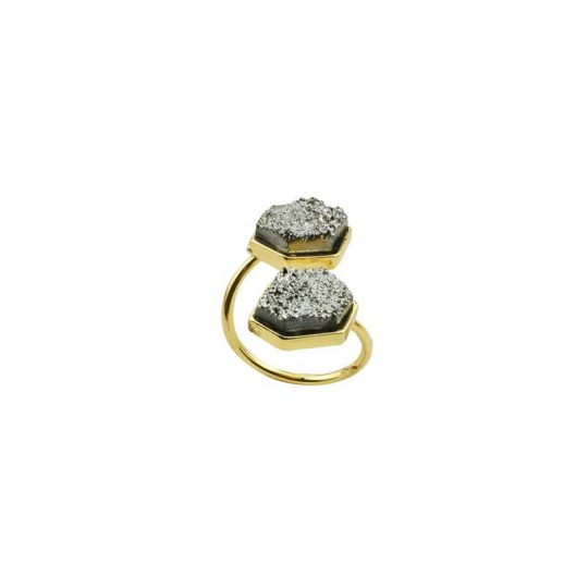 Silver Galax Double Stone Ring 2