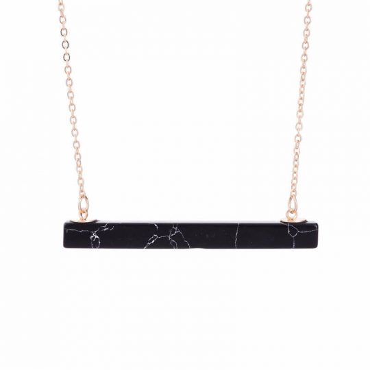 black marble bar necklace