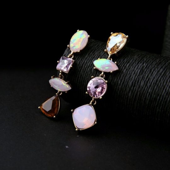 pink iridescent stone earrings 2