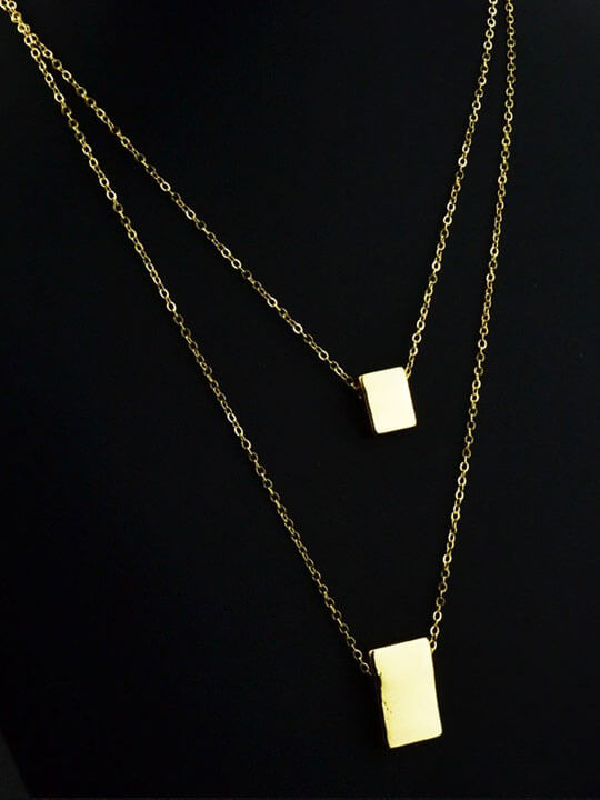 gold cube necklace