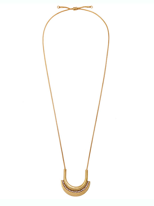 Pave arc gold pendant necklace