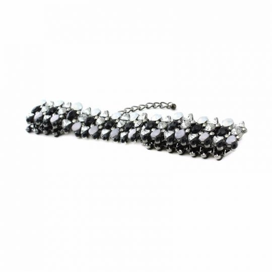 Black grey stone crystal choker necklace 2