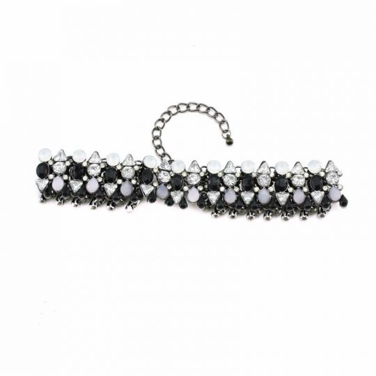 Black grey stone crystal choker necklace 3