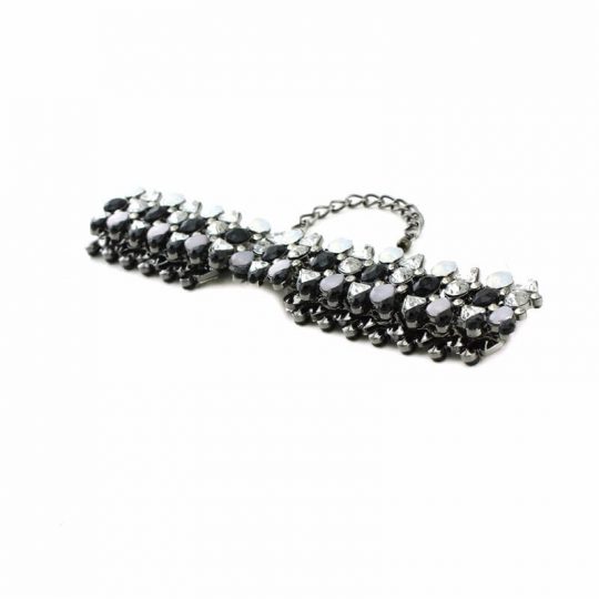 Black grey stone crystal choker necklace 5