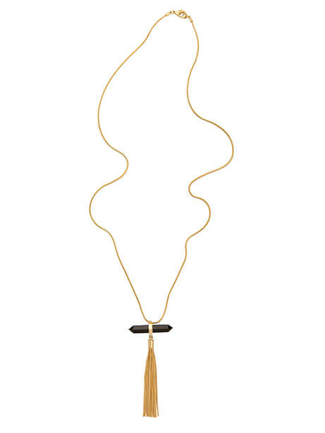 black geode design stylish stone tassel necklace